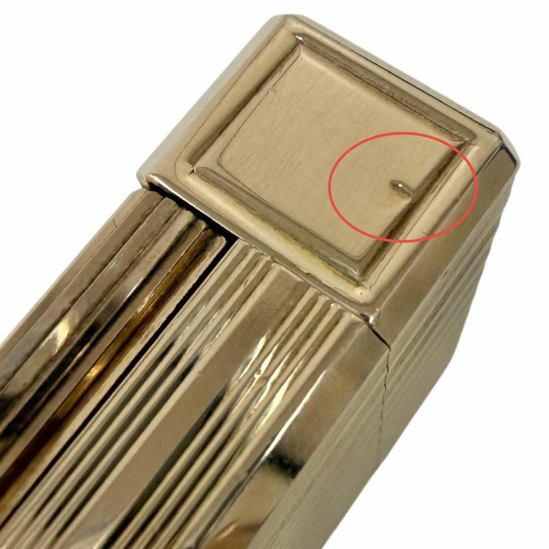 美品□Dupont デュポン ライン1 ストライプ柄 GP スクエア ローラー式 ガスライター 喫煙具 ゴールド フランス製 メンズ 着火確認済み