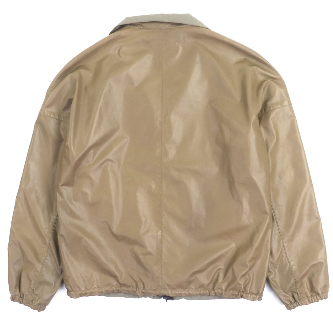 美品▼Salvatore Ferragamo サルヴァトーレフェラガモ 18AW 牛革 レザー ジップアップ ブルゾン ブラウン 46 イタリア製 正規品 メンズ