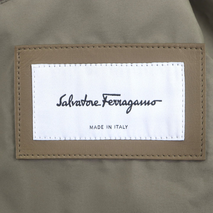 美品▼Salvatore Ferragamo サルヴァトーレフェラガモ 18AW 牛革 レザー ジップアップ ブルゾン ブラウン 46 イタリア製 正規品 メンズ