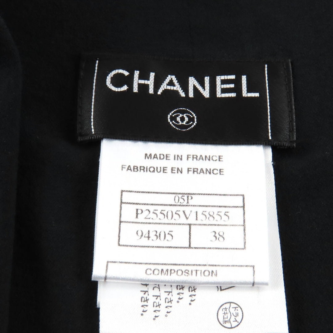 極美品★CHANEL シャネル 05P P25505 ココマークボタン付 膝丈 シルクスカート ラップスカート ブラック 38 仏製 正規品 レディース