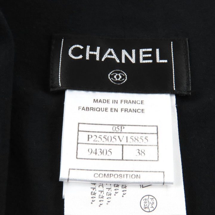極美品★CHANEL シャネル 05P P25505 ココマークボタン付 膝丈 シルクスカート ラップスカート ブラック 38 仏製 正規品 レディース