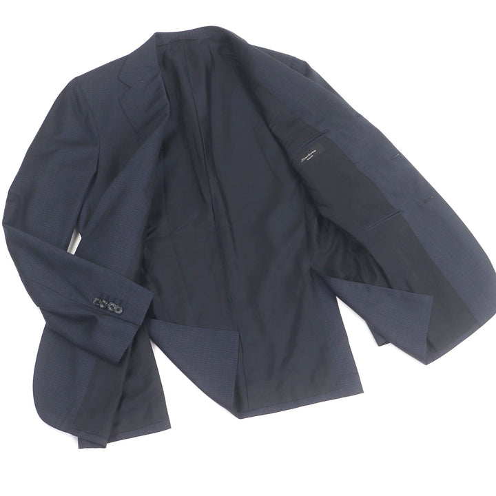極美品□Sartorio サルトリオ ウール100％ チェック柄 シングルスーツ 上下セットアップ ネイビー 46 イタリア製 正規品 メンズオススメ