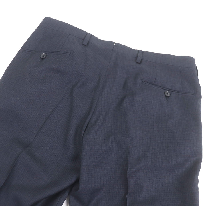 極美品□Sartorio サルトリオ ウール100％ チェック柄 シングルスーツ 上下セットアップ ネイビー 46 イタリア製 正規品 メンズオススメ