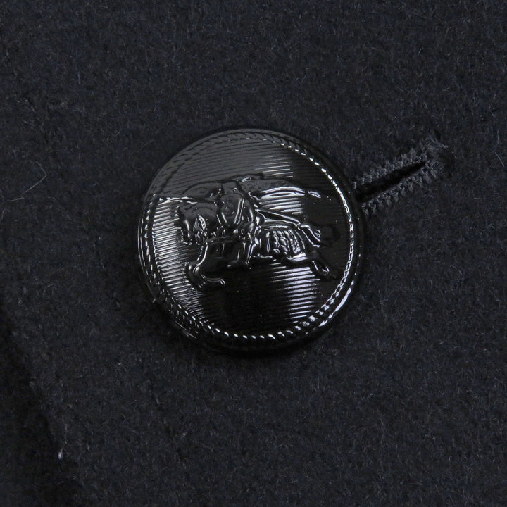 美品□BURBERRY BLACK LABEL バーバリーブラックレーベル 襟ラビットファー ダブルブレスト エンブレムボタン ピーコート M 正規品