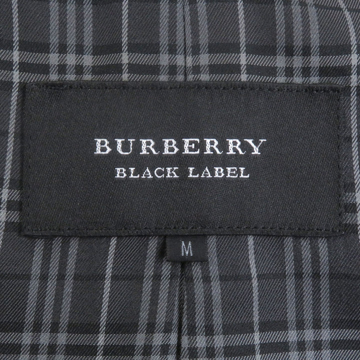 美品□BURBERRY BLACK LABEL バーバリーブラックレーベル 襟ラビットファー ダブルブレスト エンブレムボタン ピーコート M 正規品