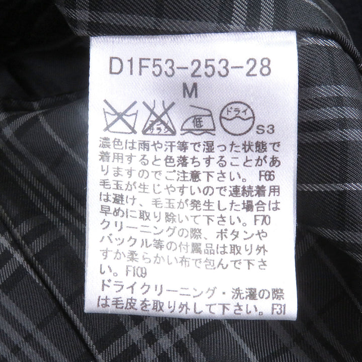 美品□BURBERRY BLACK LABEL バーバリーブラックレーベル 襟ラビットファー ダブルブレスト エンブレムボタン ピーコート M 正規品