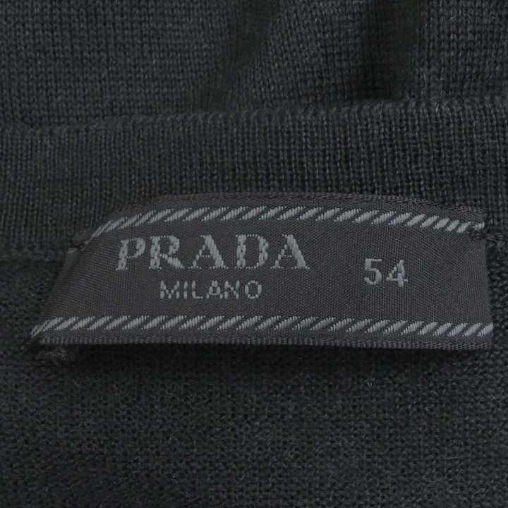 美品□PRADA プラダ 2022年製 UMB221 カシミヤ100％ Vネック 薄手 長袖ニット セーター ダークグリーン 54 イタリア製 正規品 メンズ