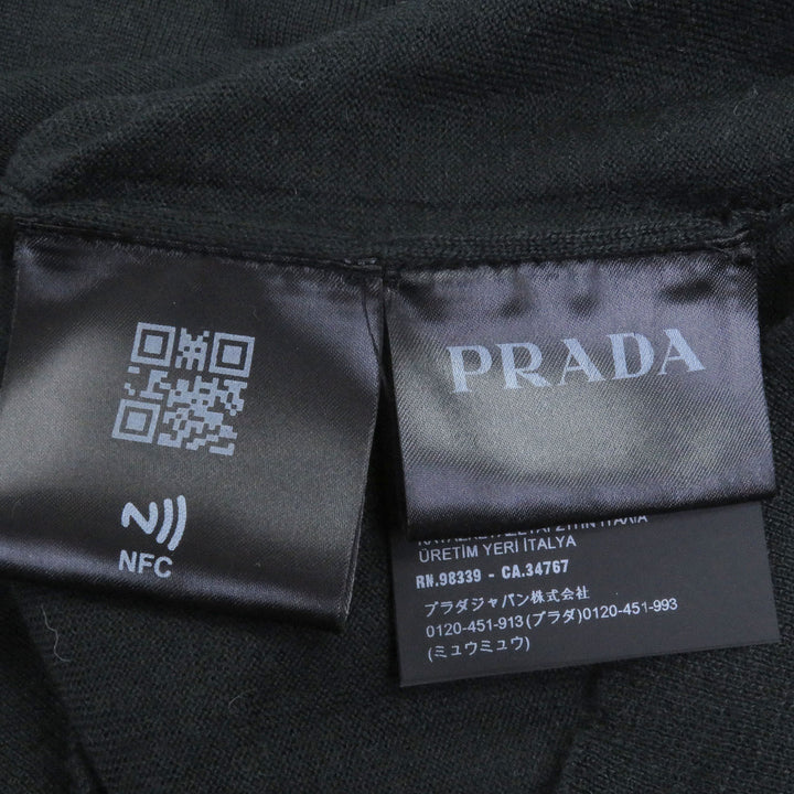 美品□PRADA プラダ 2022年製 UMB221 カシミヤ100％ Vネック 薄手 長袖ニット セーター ダークグリーン 54 イタリア製 正規品 メンズ
