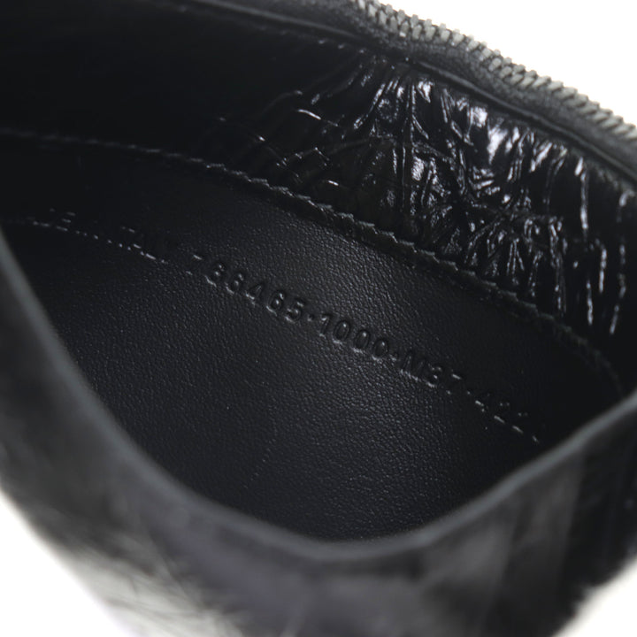 未使用品▼BALENCIAGA バレンシアガ 766465 CRUSH クラッシュ レザー フラグメントケース カードボルダー コインケース ブラック メンズ