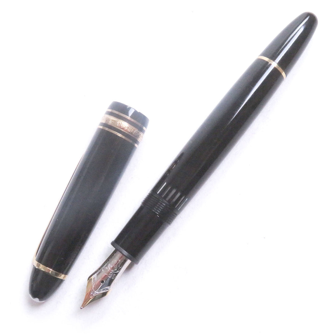 良品□MONTBLANC モンブラン マイスターシュテュック 146 ペン先14K Mニブ キャップ式 万年筆 ブラック ゴールド ケース付き ドイツ製
