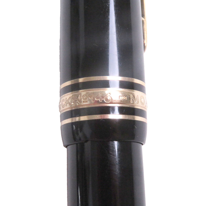 良品□MONTBLANC モンブラン マイスターシュテュック 146 ペン先14K Mニブ キャップ式 万年筆 ブラック ゴールド ケース付き ドイツ製