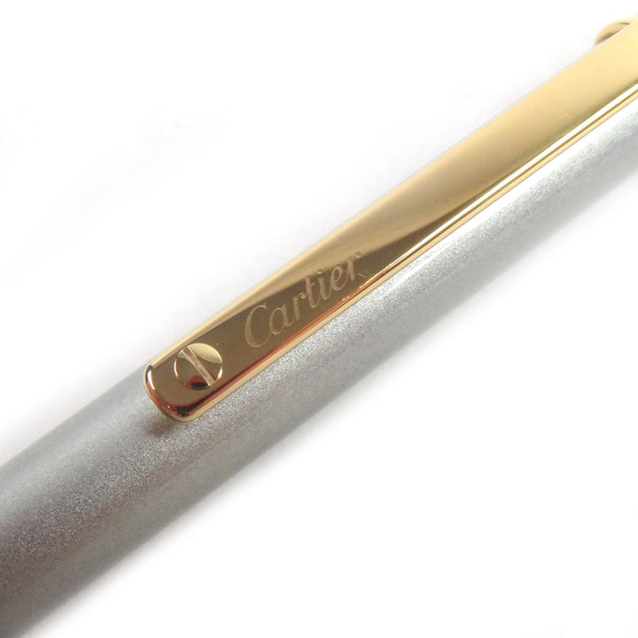 極美品□Cartier カルティエ サントス ドゥ カルティエ ツイスト式 ボールペン シルバー ゴールド ケース付き フランス製 筆記確認済み