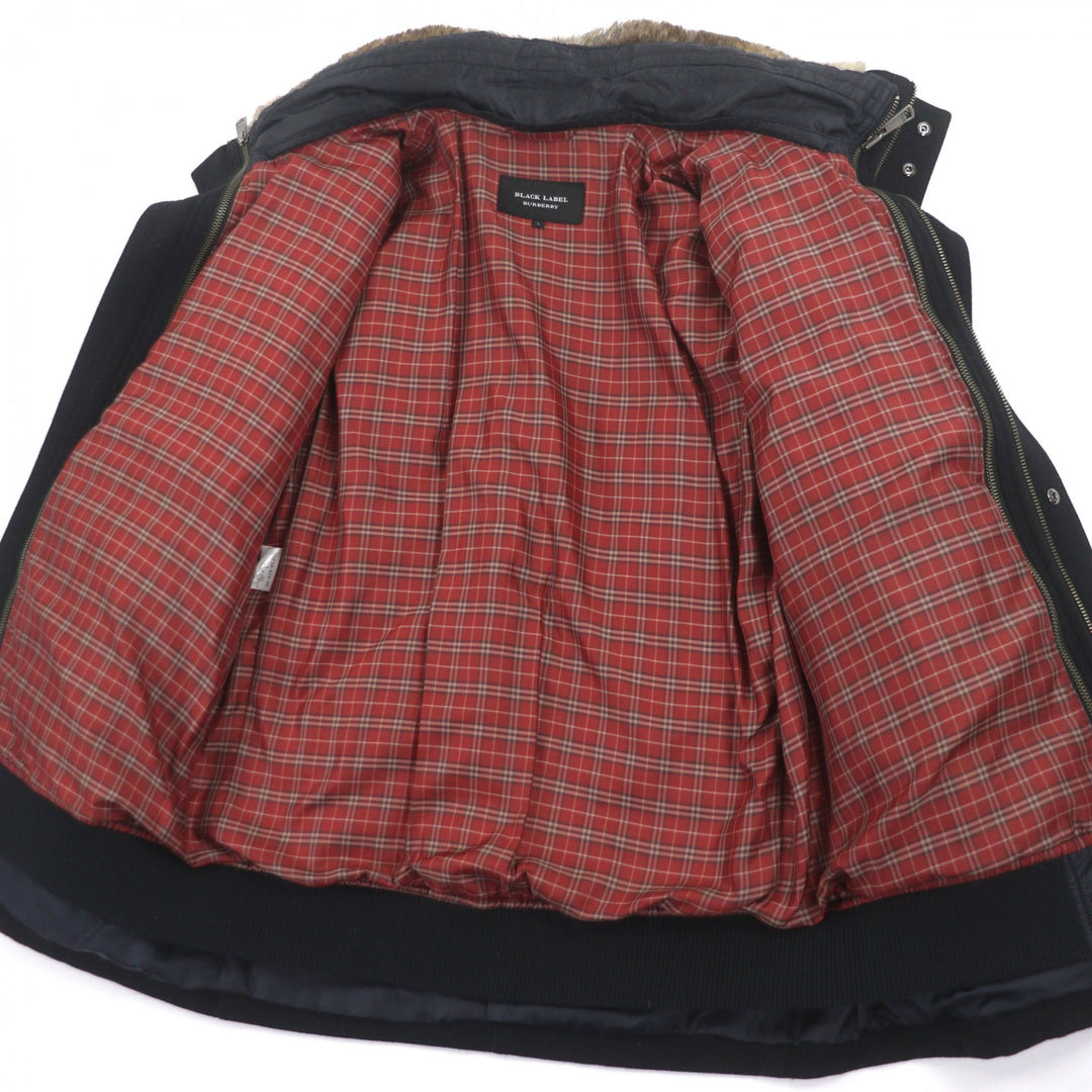 良品▼BURBERRY BLACK LABEL バーバリーブラックレーベル ダウンライナー 襟ラビットファー フード入 3WAY WZIPUP ダウンコート L 正規品