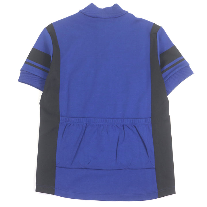 美品□LOUIS VUITTON ルイヴィトン ジャガード サイクリング Tシャツ ハーフジップ 半袖ニット ブルー ブラック S イタリア製 正規品