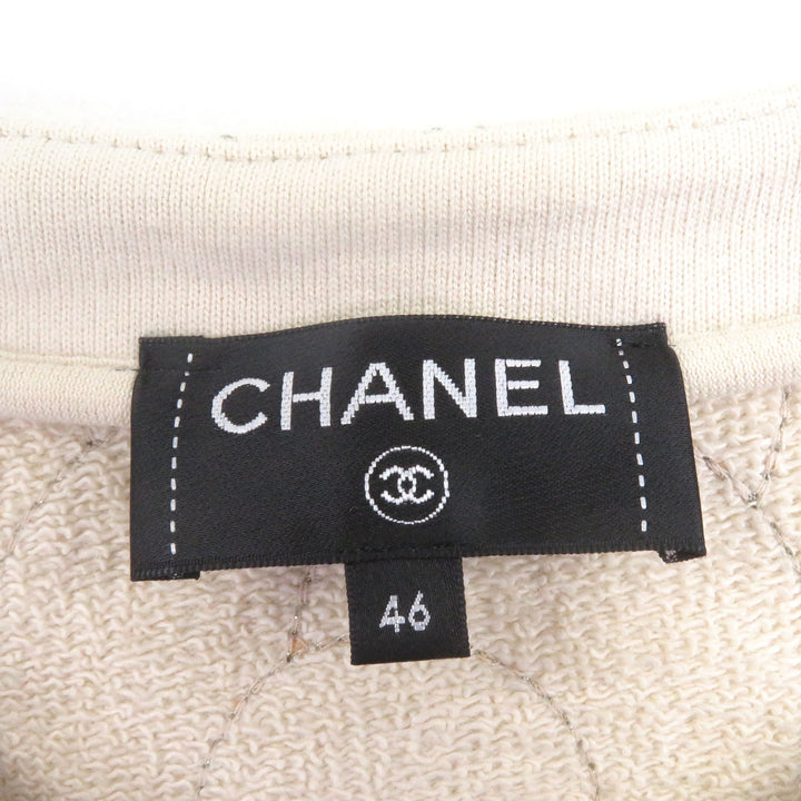 極美品□CHANEL シャネル P59465 ココマークボタン カメリアステッチ 希少サイズ スウェットシャツ ベージュ 46 イタリア製 メンズ