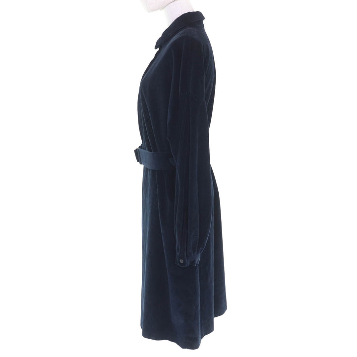 未使用品△WEEKEND MaxMara ウィークエンドマックスマーラ コットン100％ ベルト付き コーデュロイ シャツ ワンピース ネイビー 46 正規品