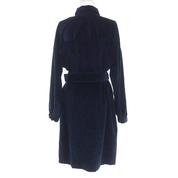 未使用品△WEEKEND MaxMara ウィークエンドマックスマーラ コットン100％ ベルト付き コーデュロイ シャツ ワンピース ネイビー 46 正規品