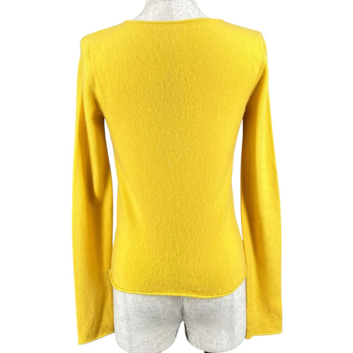 美品▲Lucien Pellat-Finet ルシアンペラフィネ カシミヤ100％ スケボー柄 クルーネック 長袖 ニット イエロー S 正規品 レディース