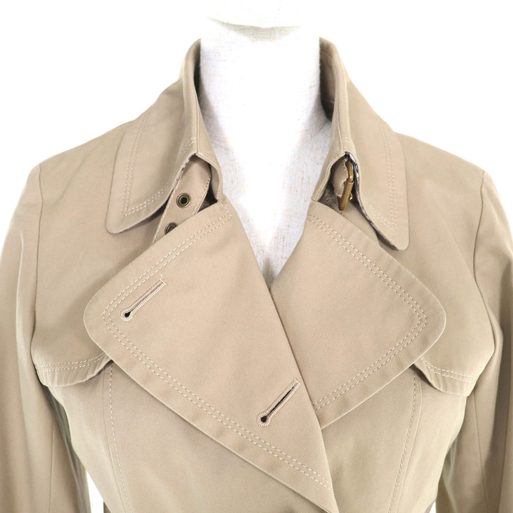 美品△BURBERRY BLUE LABEL バーバリーブルーレーベル 綿100％ 裏地チェック柄 ウールライナー付き トレンチコート ベージュ 40 正規品