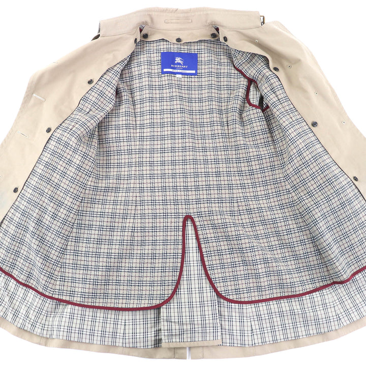 美品△BURBERRY BLUE LABEL バーバリーブルーレーベル 綿100％ 裏地チェック柄 ウールライナー付き トレンチコート ベージュ 40 正規品