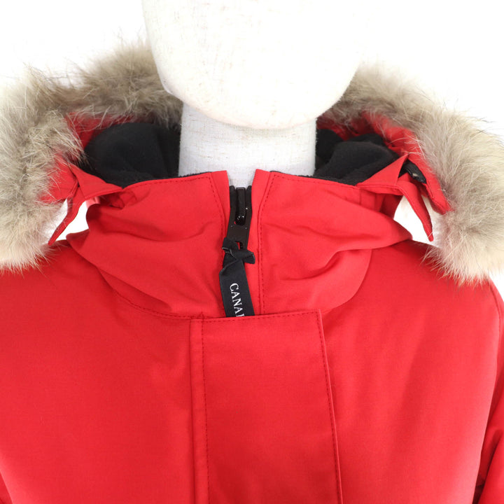 極美品★CANADA GOOSE カナダグース 3037LA VICTORIA PARKA ファー・フード・ロゴワッペン付 比翼仕立て ダウンコート レッド XS 正規品