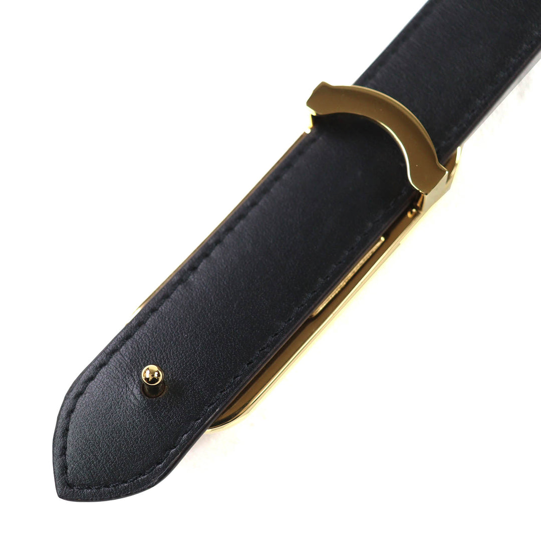 美品△LOUIS VUITTON ルイヴィトン M0690 マイ LV チェーン リバーシブル モノグラム レザー ベルト ブラウン/ブラック ゴールド 80/32