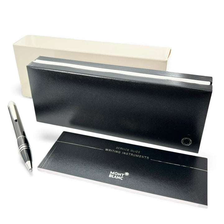 極美品▲MONTBLANC モンブラン スターウォーカー レジン ホワイトスター ツイスト式 ボールペン ブラック シルバー 箱・ケース付き
