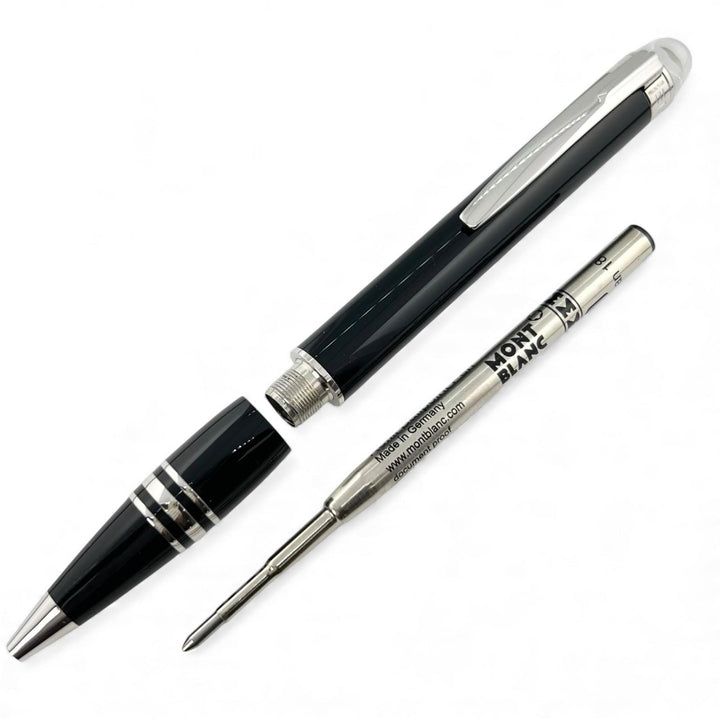 極美品▲MONTBLANC モンブラン スターウォーカー レジン ホワイトスター ツイスト式 ボールペン ブラック シルバー 箱・ケース付き