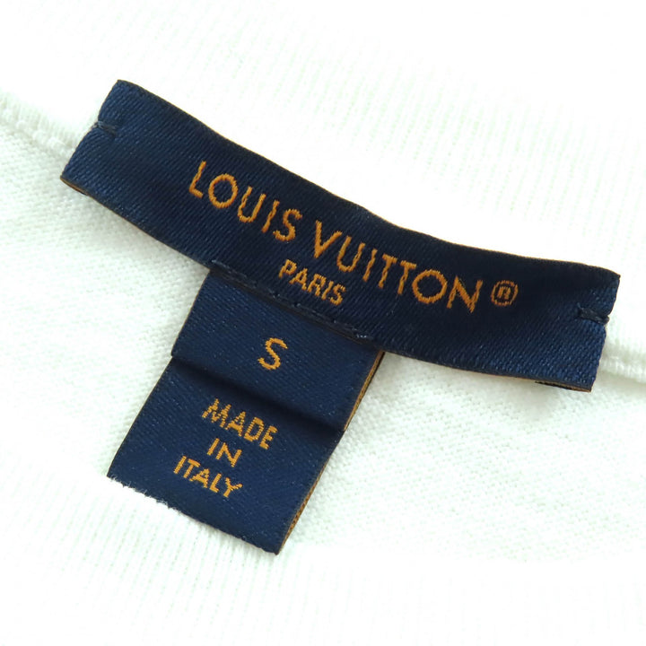 極美品△LOUIS VUITTON ルイヴィトン 24SS コットン100％ LVチェーン ロゴワッペン クルーネック 半袖Ｔシャツ ホワイト S 伊製 正規品