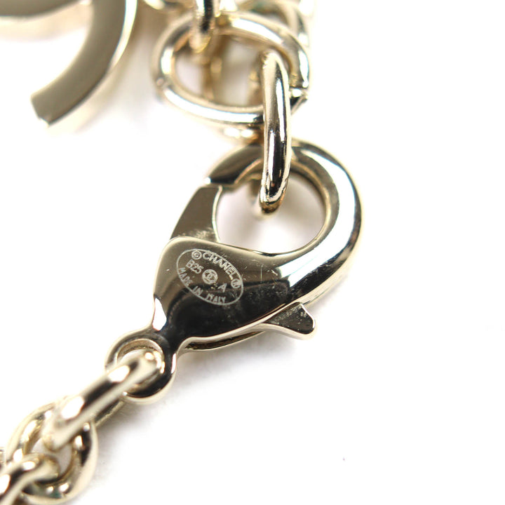 未使用品△CHANEL シャネル B25A ココマークラインストーン ロゴ メダルトップ ペンダント ネックレス ゴールド 箱・保存袋付き 伊製