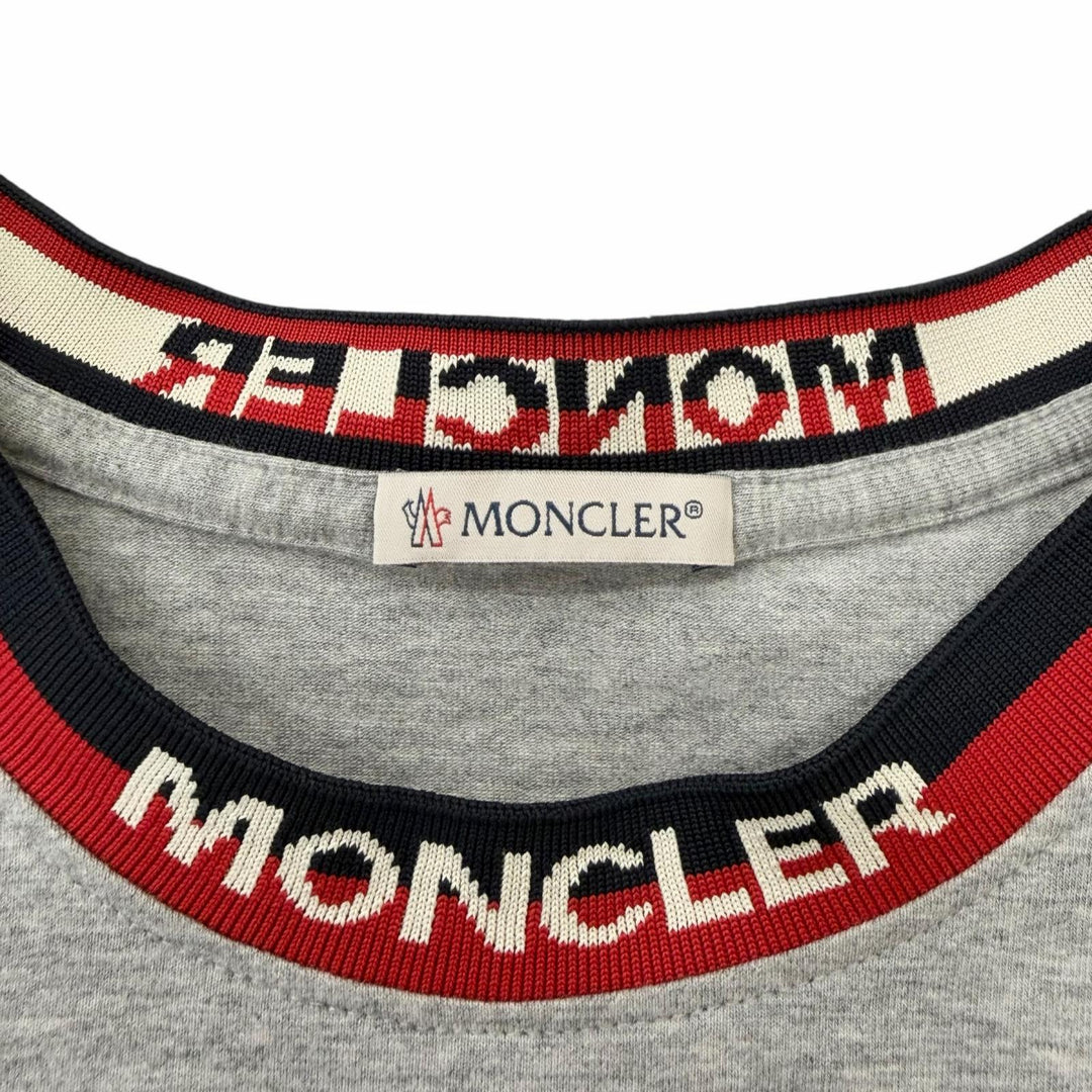 美品□MONCLER モンクレール MAGLIA T-SHIRT トリコロール ショートスリーブ 半袖 ラグランＴシャツ カットソー グレー XS 正規品 メンズ