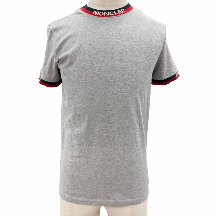美品□MONCLER モンクレール MAGLIA T-SHIRT トリコロール ショートスリーブ 半袖 ラグランＴシャツ カットソー グレー XS 正規品 メンズ