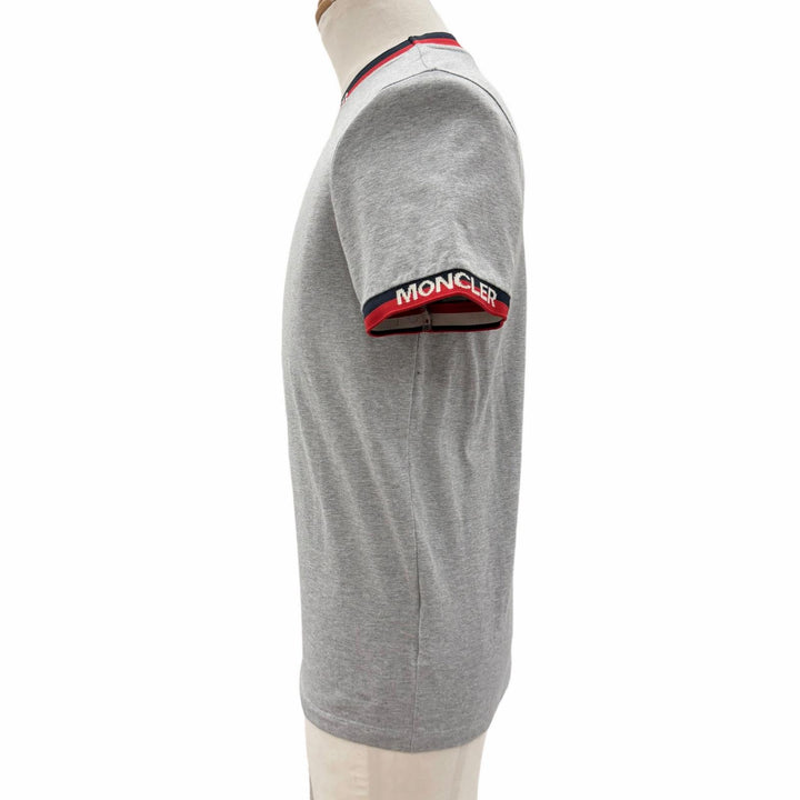 美品□MONCLER モンクレール MAGLIA T-SHIRT トリコロール ショートスリーブ 半袖 ラグランＴシャツ カットソー グレー XS 正規品 メンズ