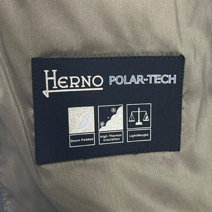 極美品▲Herno ヘルノ ロゴボタン ツイード切り替え POLAR-TECH ダウンコート グレー 10anni キッズサイズ レディースXS相当 正規品