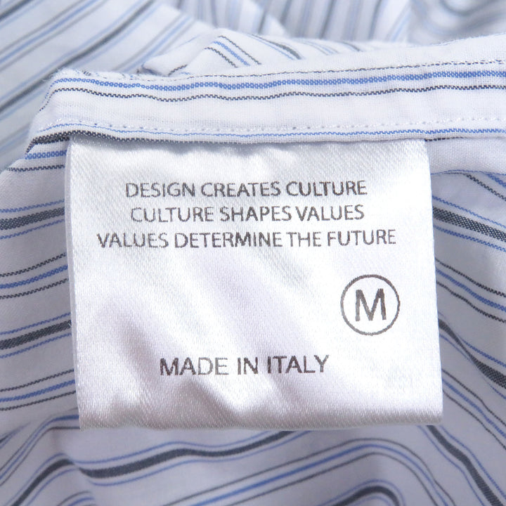 極美品□VIEN ヴィエン JERSEY SLEEVES SHIRT コットン100% ストライプ柄 ドッキングデザイン 長袖シャツ ブルー M イタリア製 メンズ