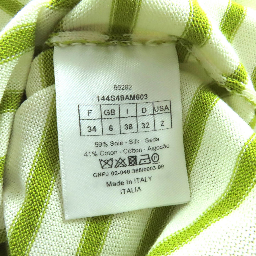 美品★Christian Dior クリスチャンディオール 144S49AM603 シルク混 ロゴデザイン ボーダー 長袖 セーラーカラー ニット 38 正規品