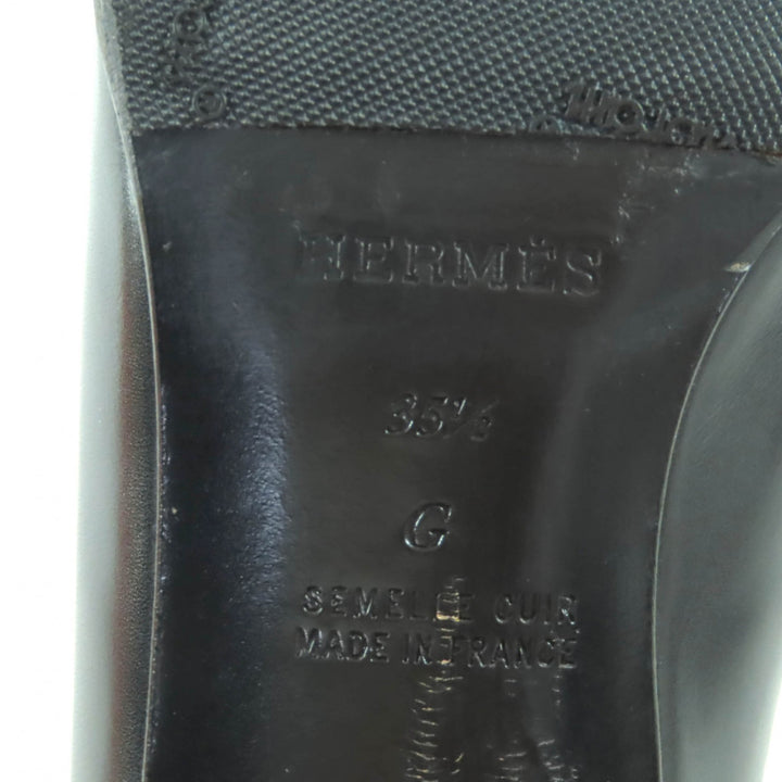 美品★HERMES エルメス ゴールド金具 アピバックル スクエアトゥ チャンキーヒール レザー ローファー ブラック 35.5 箱付き フランス製