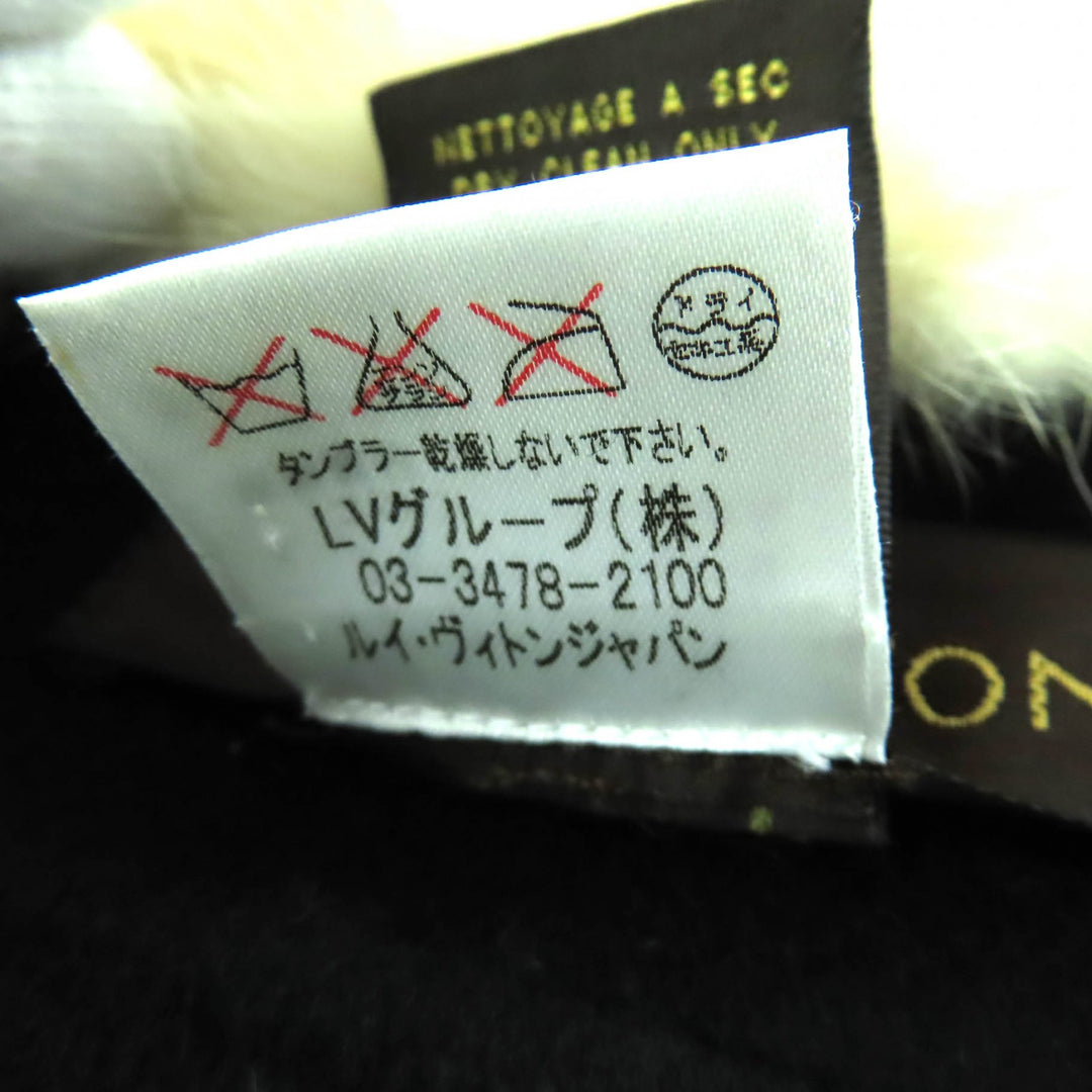 美品★LOUIS VUITTON ルイヴィトン カシミヤ100％ 襟元ミンクファー付 レオパード ポンチョ ブラック 34 フランス製 正規品 レディース