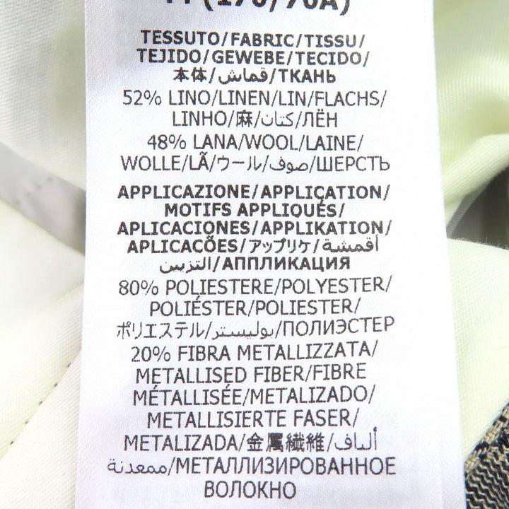 極美品△GUCCI グッチ 707294 リネン ウール boutique グレンチェック センタープレス スラックス パンツ ベージュ 44 イタリア製 正規品