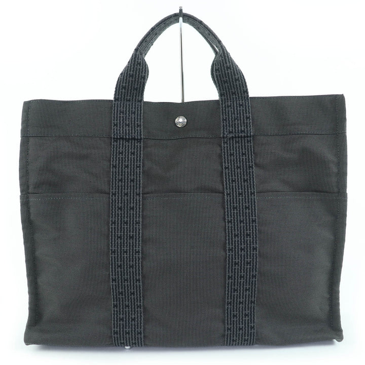 極美品☆HERMES エルメス エールライン MM セリエ金具 キャンバス トートバッグ ハンドバッグ グレー フランス製 レディース