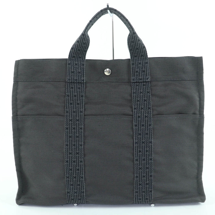 極美品☆HERMES エルメス エールライン MM セリエ金具 キャンバス トートバッグ ハンドバッグ グレー フランス製 レディース