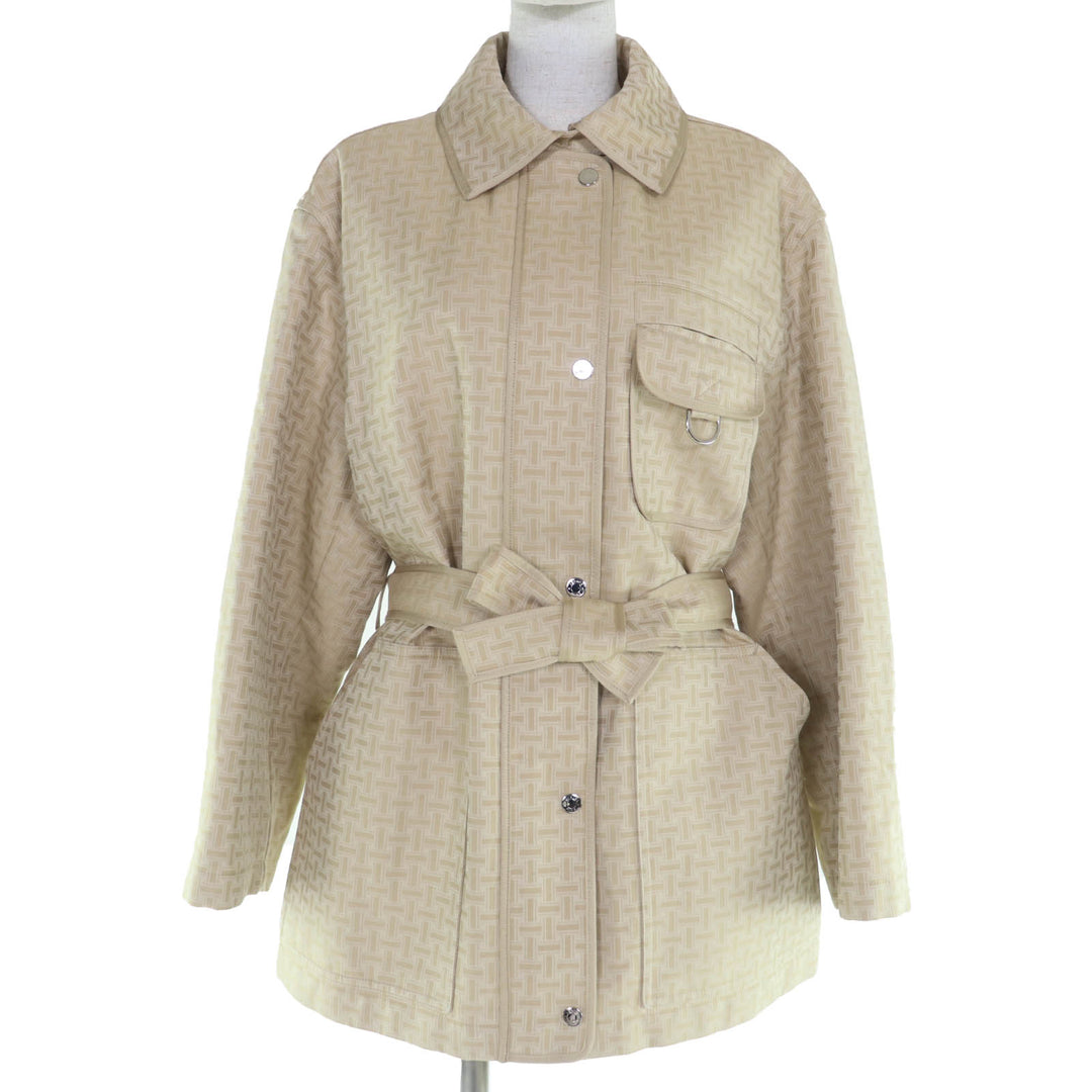 極美品☆HERMES エルメス 22AW 2H0117DP シルバー金具 セリエボタン Hモザイク ライナー サファリジャケット コート 40 正規品