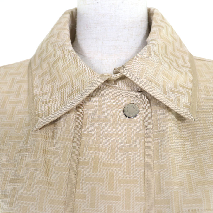 極美品☆HERMES エルメス 22AW 2H0117DP シルバー金具 セリエボタン Hモザイク ライナー サファリジャケット コート 40 正規品
