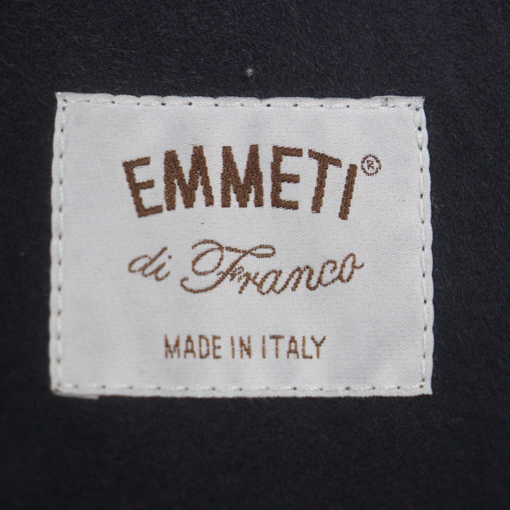 美品▼EMMETI エンメティ ダブルブレスト ピーコ―ト ムートンコート ネイビー 50 イタリア製 正規品 メンズ 防寒◎