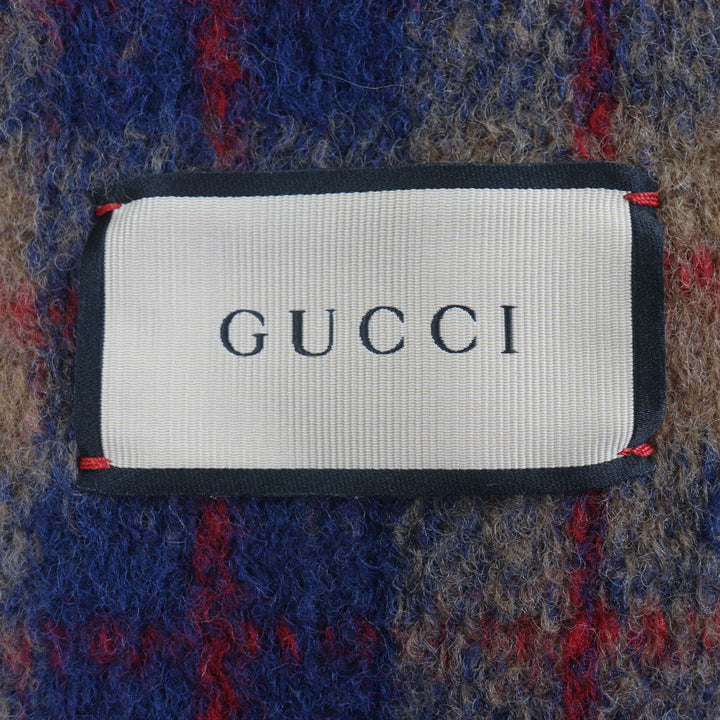 極美品▼GUCCI グッチ 770761 ウール70% インターロッキングGワッペン チェック柄 シングルジャケット テーラード 50 正規品 メンズ