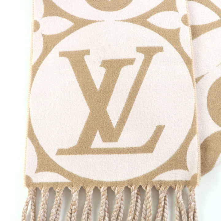 美品★LOUIS VUITTON ルイヴィトン 2024年製 M79213 フライト・モード. マフラー・LV メダリオン ベージュ/ローズ 現行品 箱付 正規品