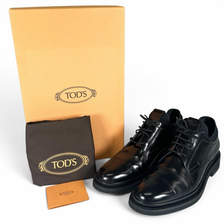極美品▲TOD’S トッズ XXM89B0BZ60M5JB999 レースアップシューズ レザーシューズ ブラック 8.5 イタリア製 メンズ 箱・保存袋付き