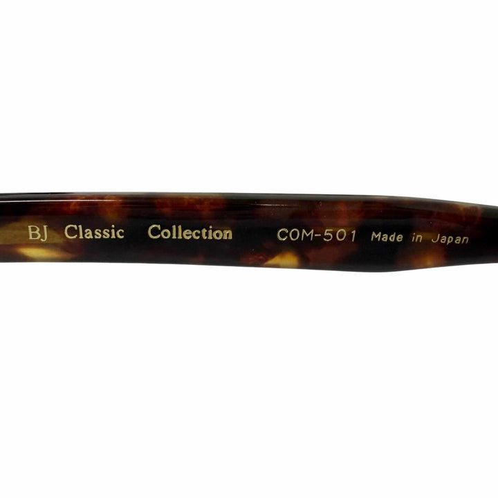 良品□BJ CLASSIC COLLECTION ビージェークラシックコレクション COM-501 マーブル柄 メガネ クリアブラウン 49□21-145 度入り 日本製