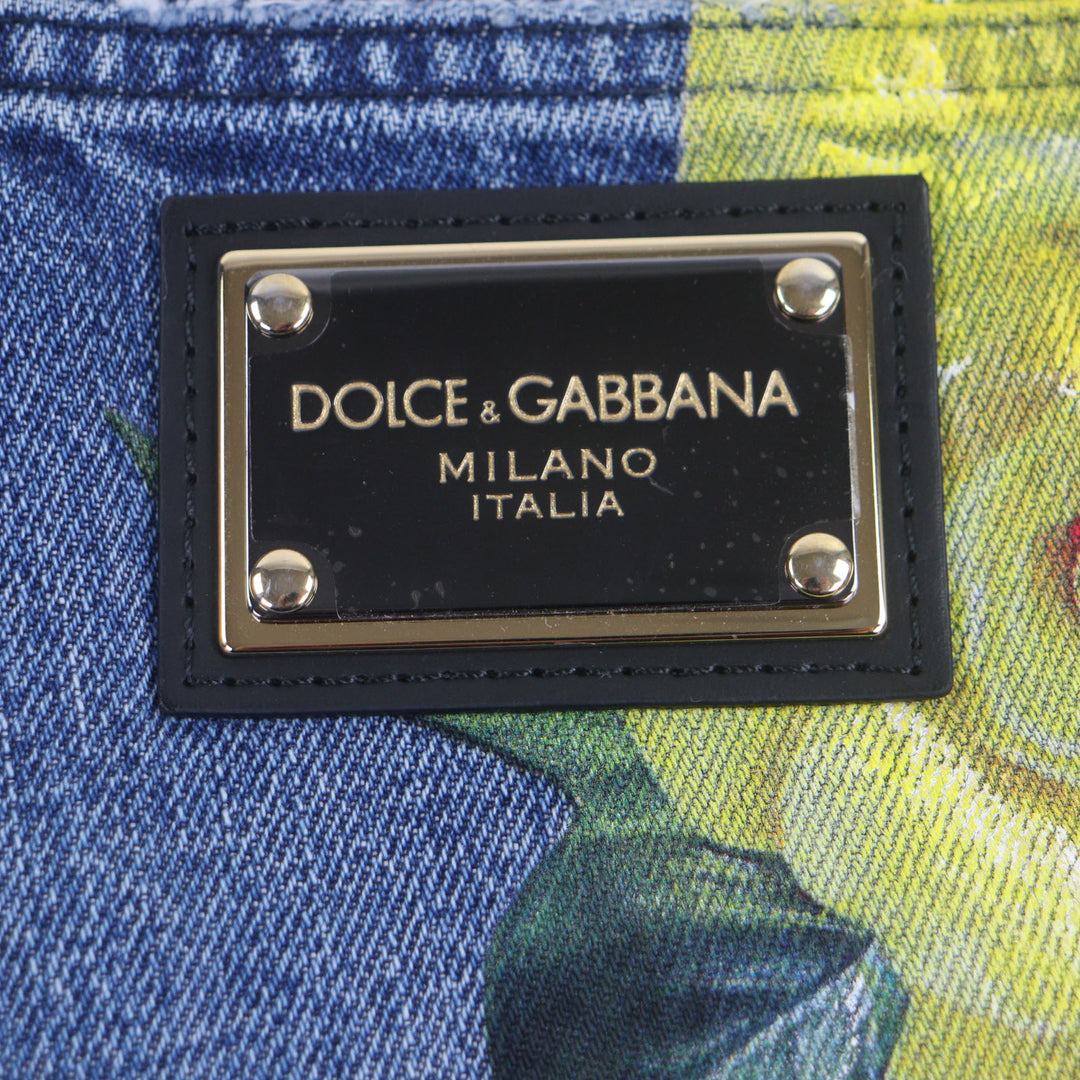 極美品▼DOLCE&amp;GABBANA ドルチェ＆ガッバーナ LOOSE 黒タグ フローラル柄 ダメージ加工 レザーパッチ付き デニムパンツ 44 正規品 メンズ