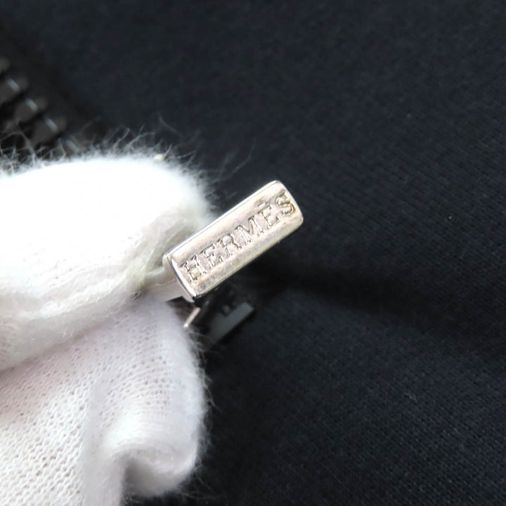 極美品△HERMES エルメス コットン100％ セリエボタン ハーフジップ プルオーバー パーカー ブラック S フランス製 正規品 レディース